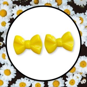 Yellow Bow Stud Earrings